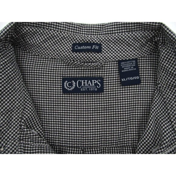 Vintage Chaps Ralph Lauren Button Up Shirt Mens XL Houndstooth Check Custom Fit - Picture 5 of 13